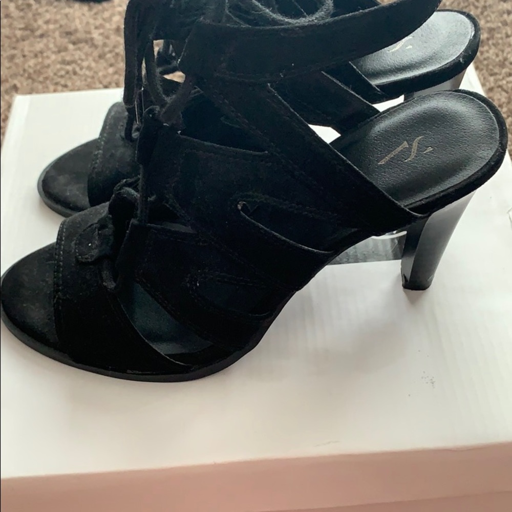 black lace up heels